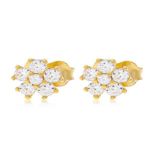 Aros de Oro 18kt Modelo Flor 6 circones