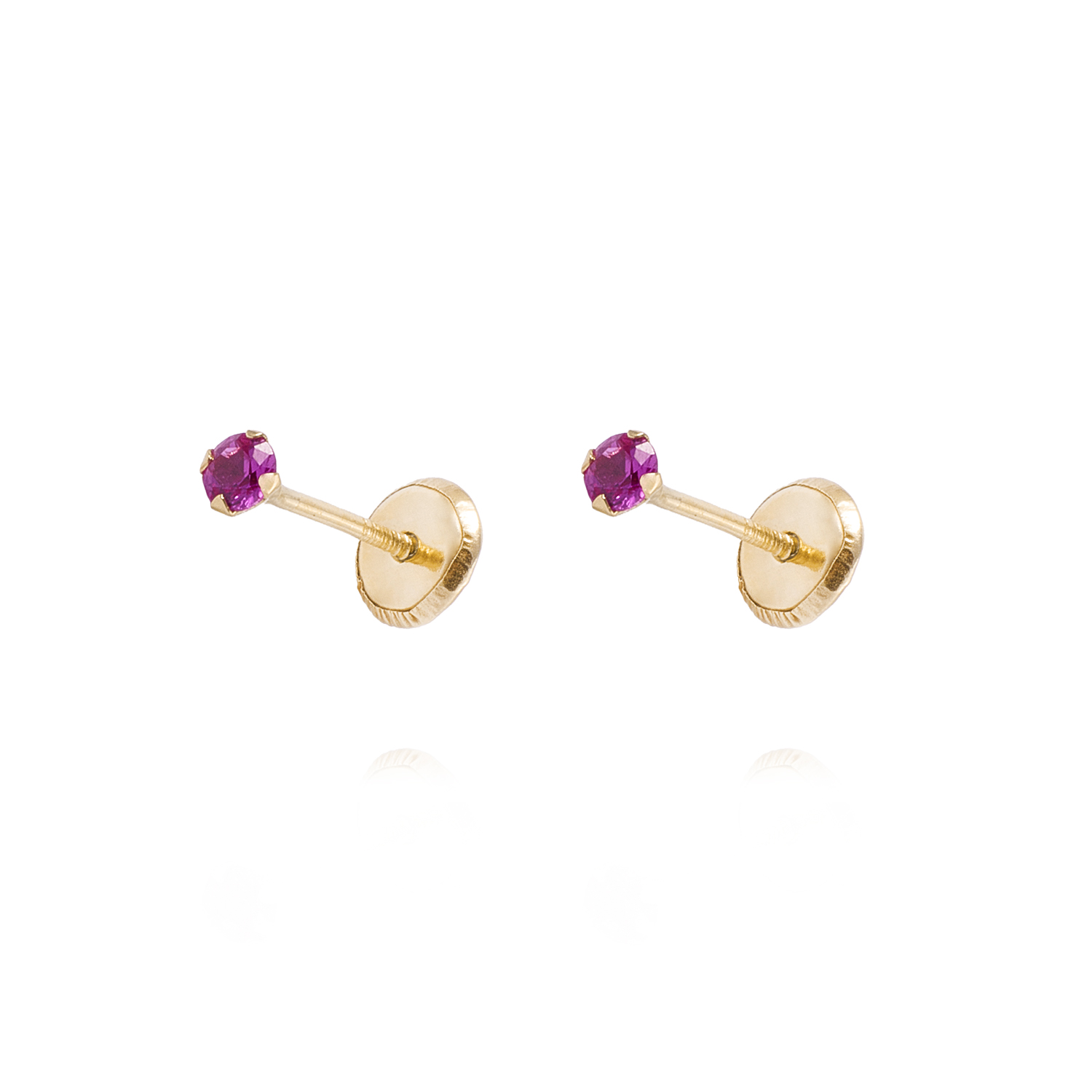 Aros de Oro 18kt Piedra de Rubi 2,5mm 1