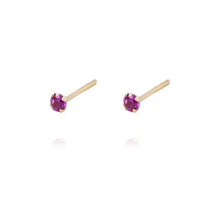 Aros de Oro 18kt Piedra de Rubi 2,5mm