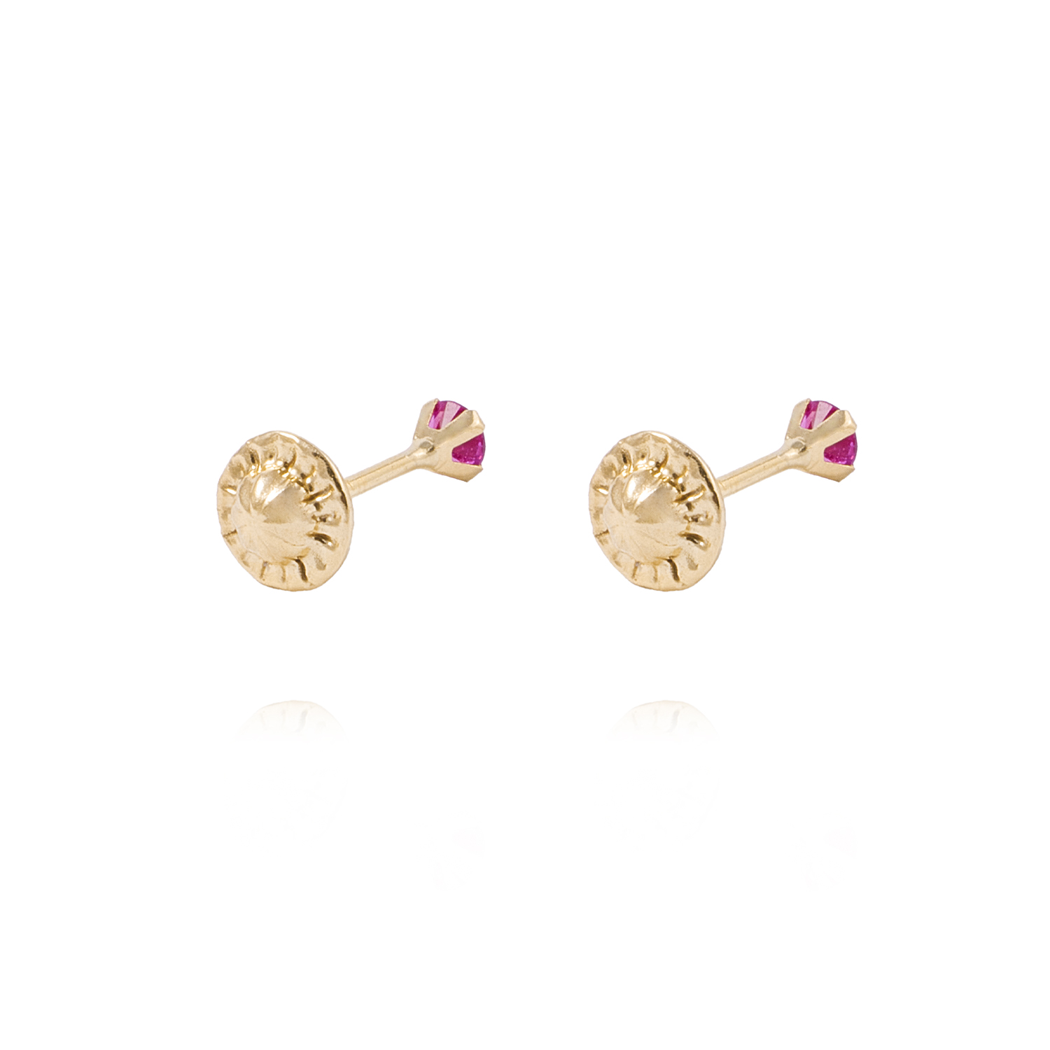 Aros de Oro 18kt Piedra de Rubi 2,5mm 3