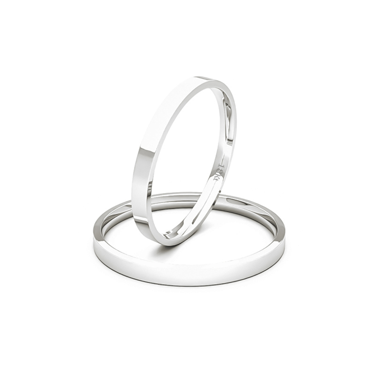 Par Argollas Matrimonio de Oro Blanco 18kt Tubo Siena de 2,0mm 1