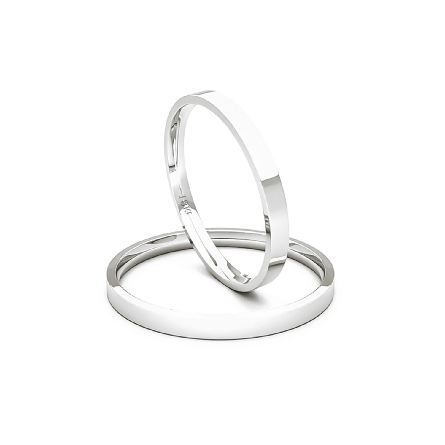 Par Argollas Matrimonio de Oro Blanco 18kt Tubo Siena de 2,0mm 3