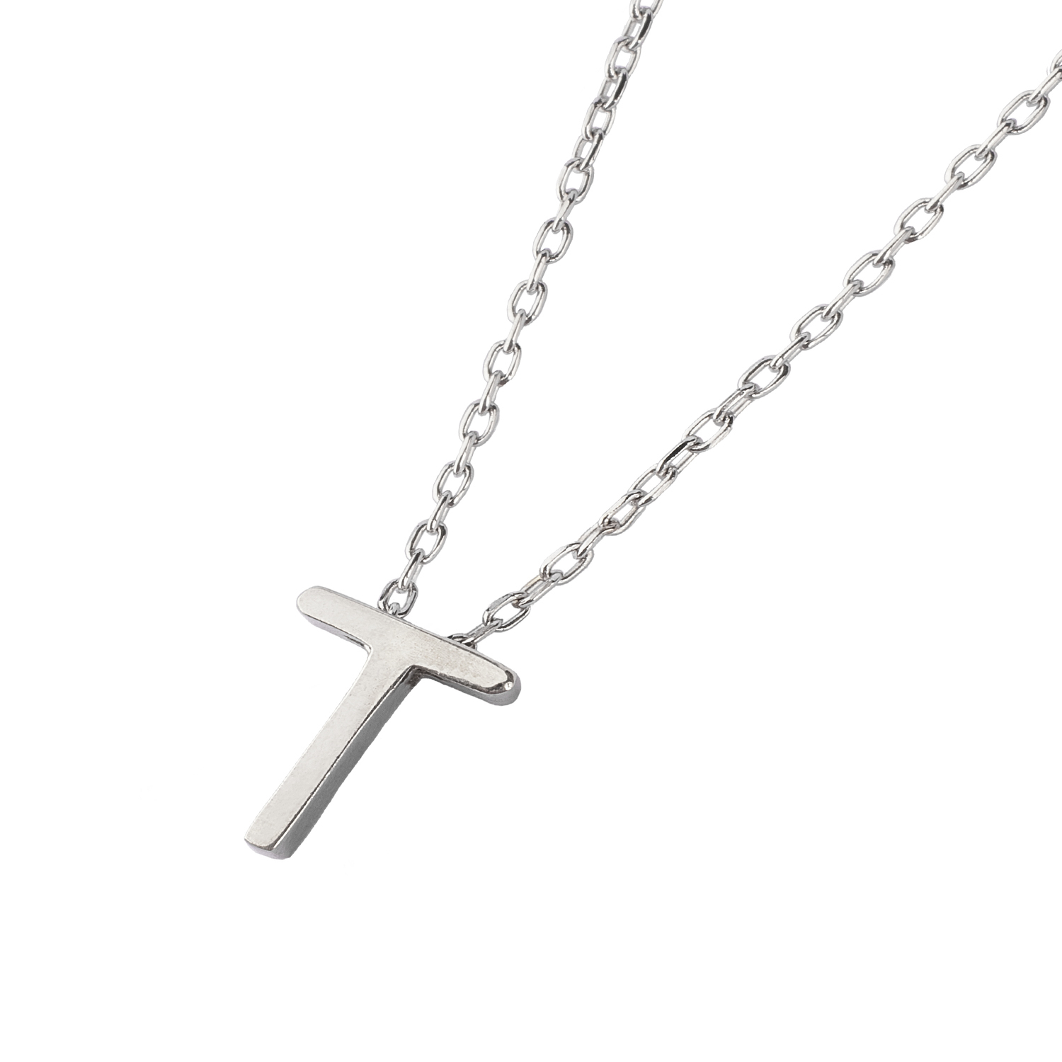 Collar de Plata Esterlina 925 Letra T Lisa 1
