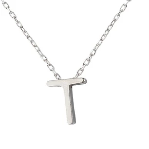 Collar de Plata Esterlina 925 Letra T Lisa