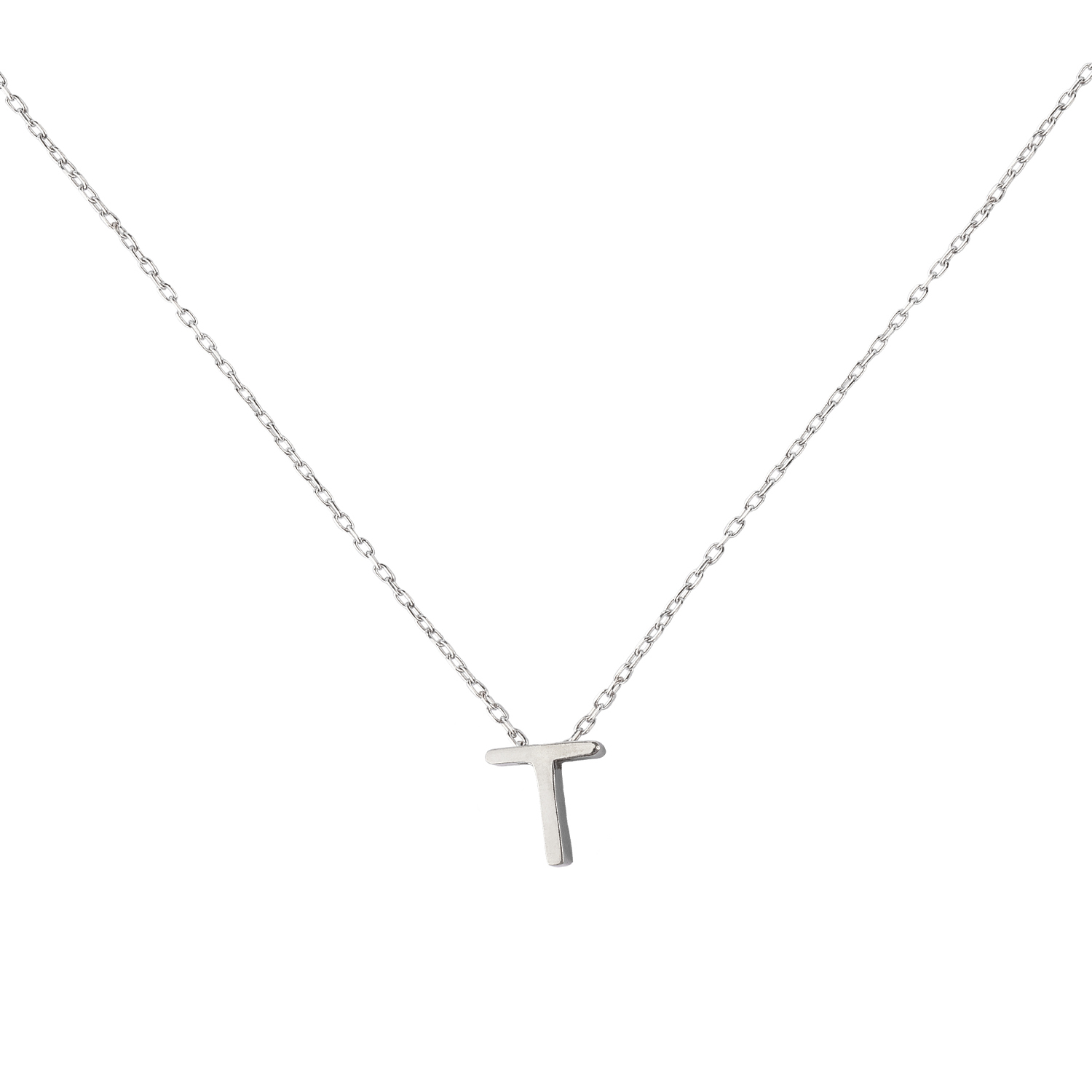 Collar de Plata Esterlina 925 Letra T Lisa 3