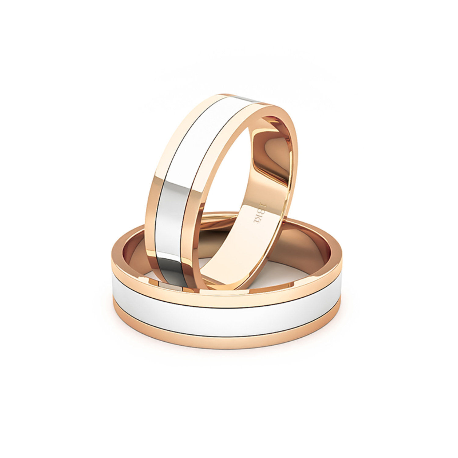 Par Argollas Matrimonio de Oro 18kt Miel y Blanco Diva de 5,0mm 1