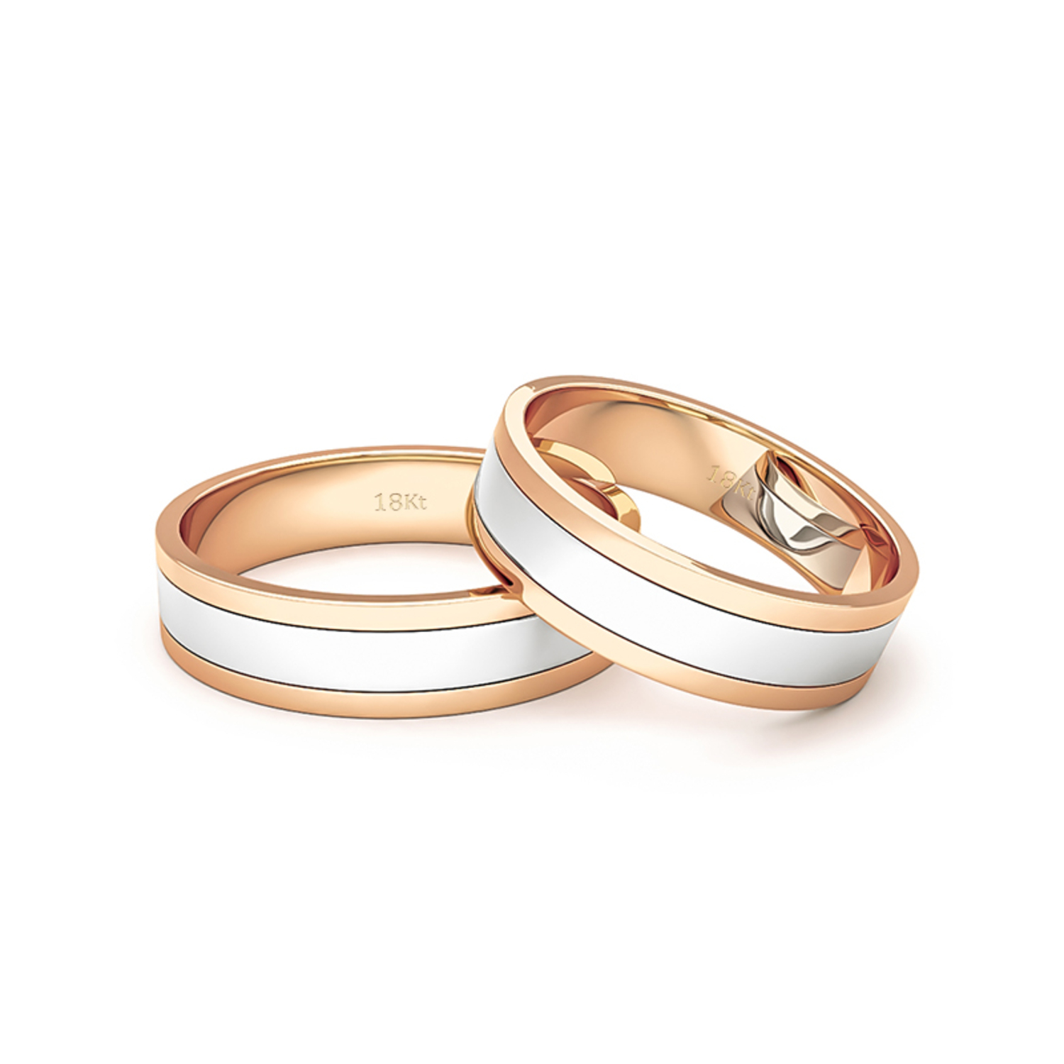 Par Argollas Matrimonio de Oro 18kt Miel y Blanco Diva de 5,0mm 2