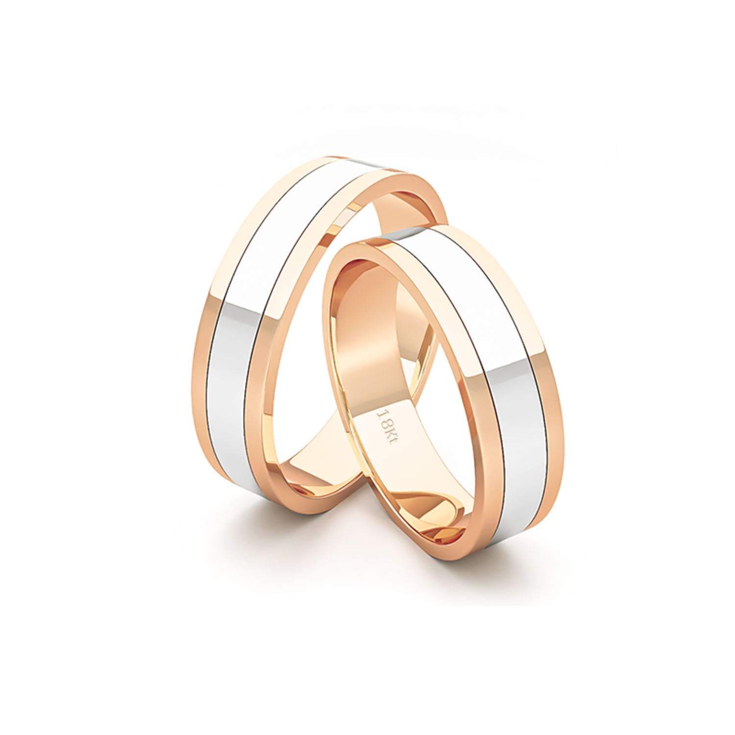 Par Argollas Matrimonio de Oro 18kt Miel y Blanco Diva de 5,0mm 3
