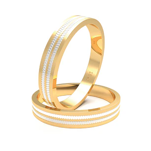 Par Argollas Matrimonio de Oro Amarillo y Blanco 18kt Treccia 5,0mm