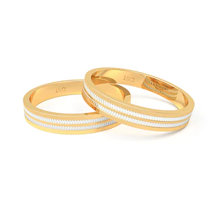 Par Argollas Matrimonio de Oro Amarillo y Blanco 18kt Treccia 5,0mm