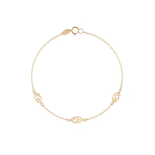 Pulsera de Oro 18kt Hojas Biceladas