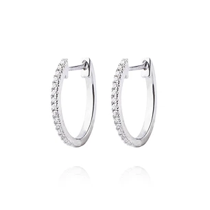 Aros de Oro Blanco 18kt con Diamantes Oval 16pts total SI/H