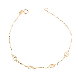 Pulsera de Oro 18kt Hojas Biceladas