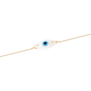 Pulsera de Oro Amarillo 18kt Ojo Turco Diamantes 1x3 Pts