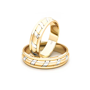 Par Argollas Matrimonio de Oro Amarillo y Blanco 18kt King 5,0mm