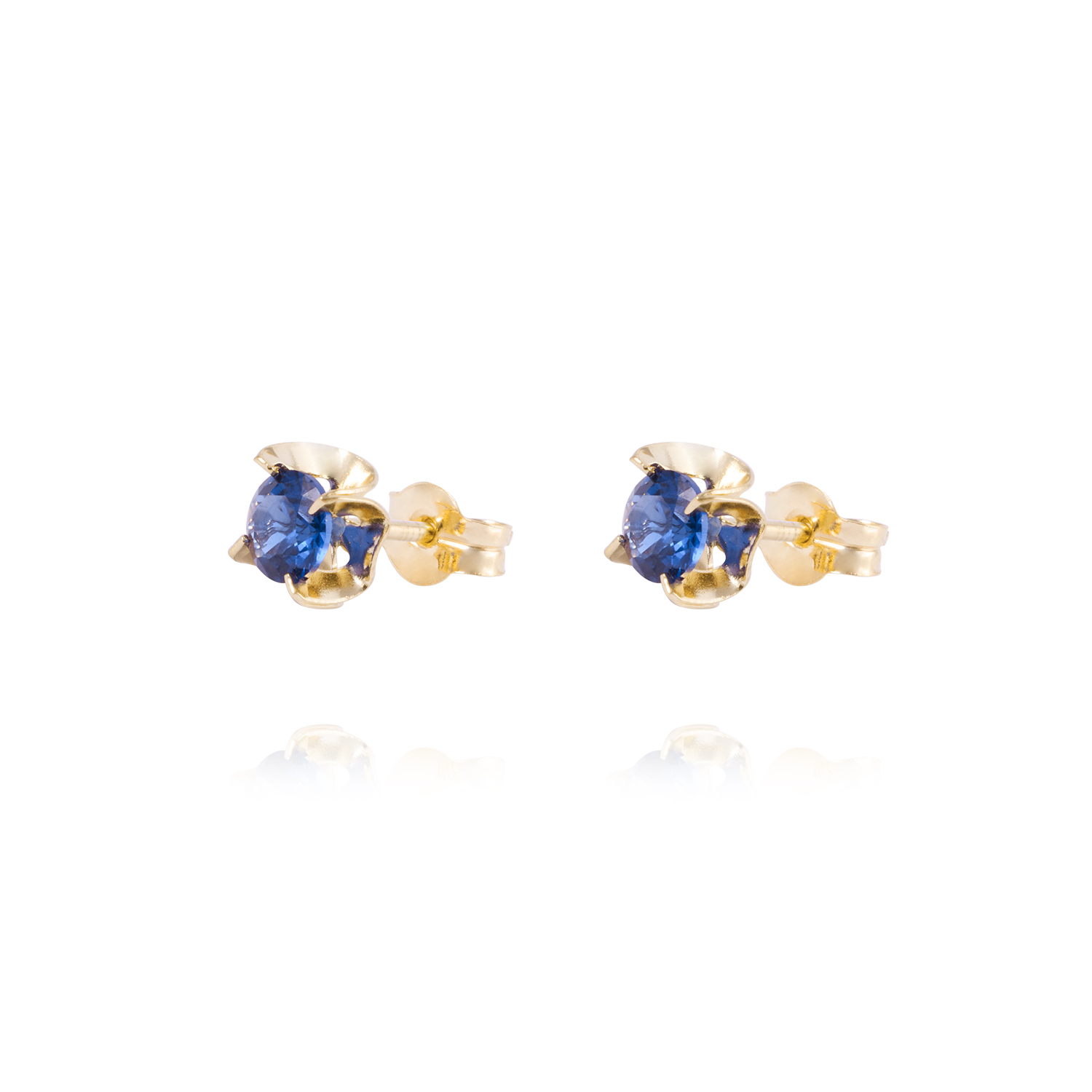 Aros de Oro 18kt Zafiro 4MM 1