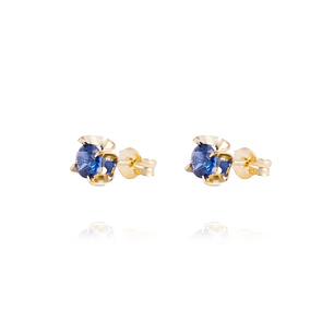 Aros de Oro 18kt Zafiro 4MM