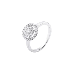 Anillo Oro Blanco 18kt Roseta Diamantes 40Pts