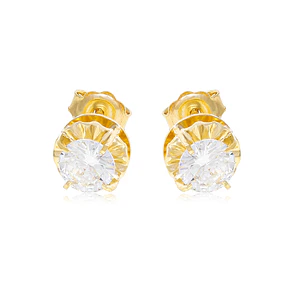 Aros de Oro 18kt Chatón Circon Circonita 3mm