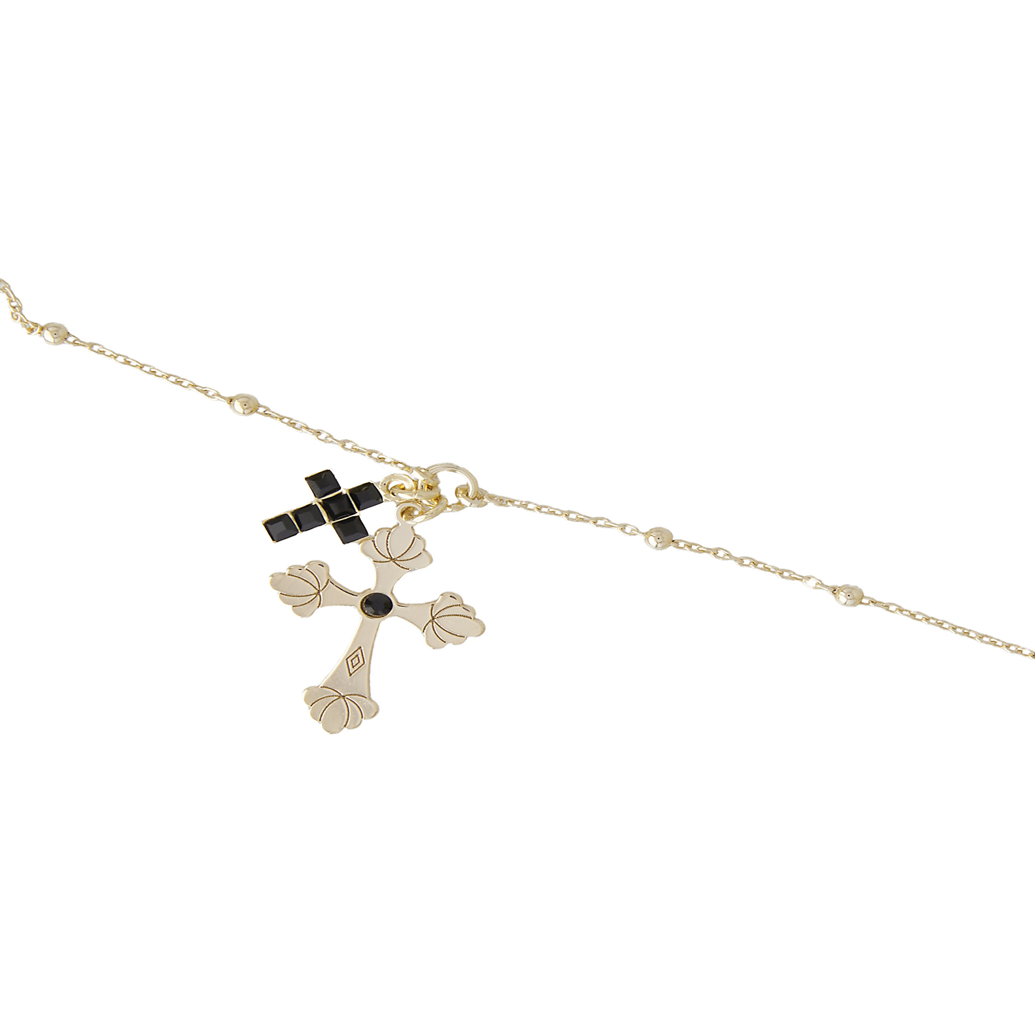 Pulsera de Plata Esterlina 925 Cruz Onix Revestido en Oro 18kt 2