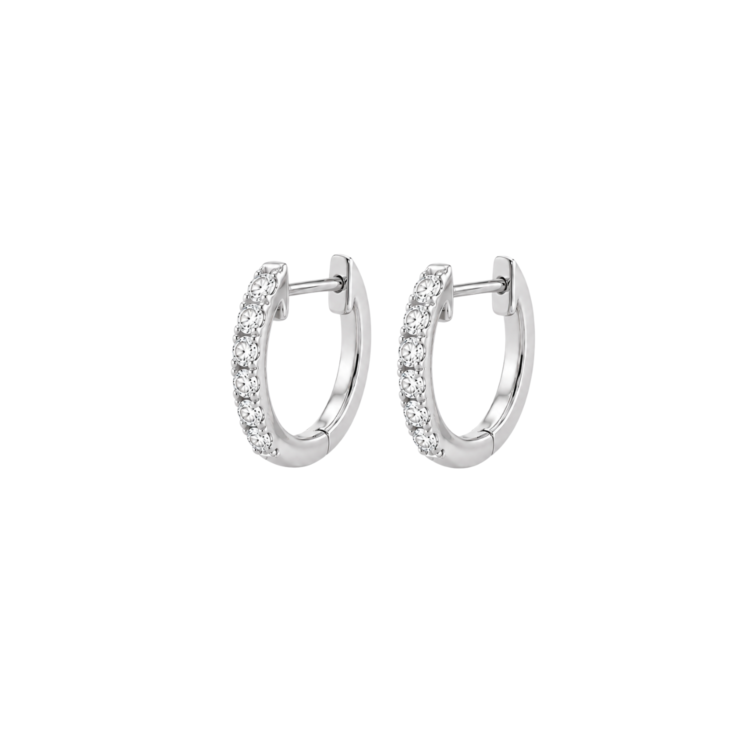 Aros Oro Blanco 18kt Diamantes 27Pts Argollas XS 1