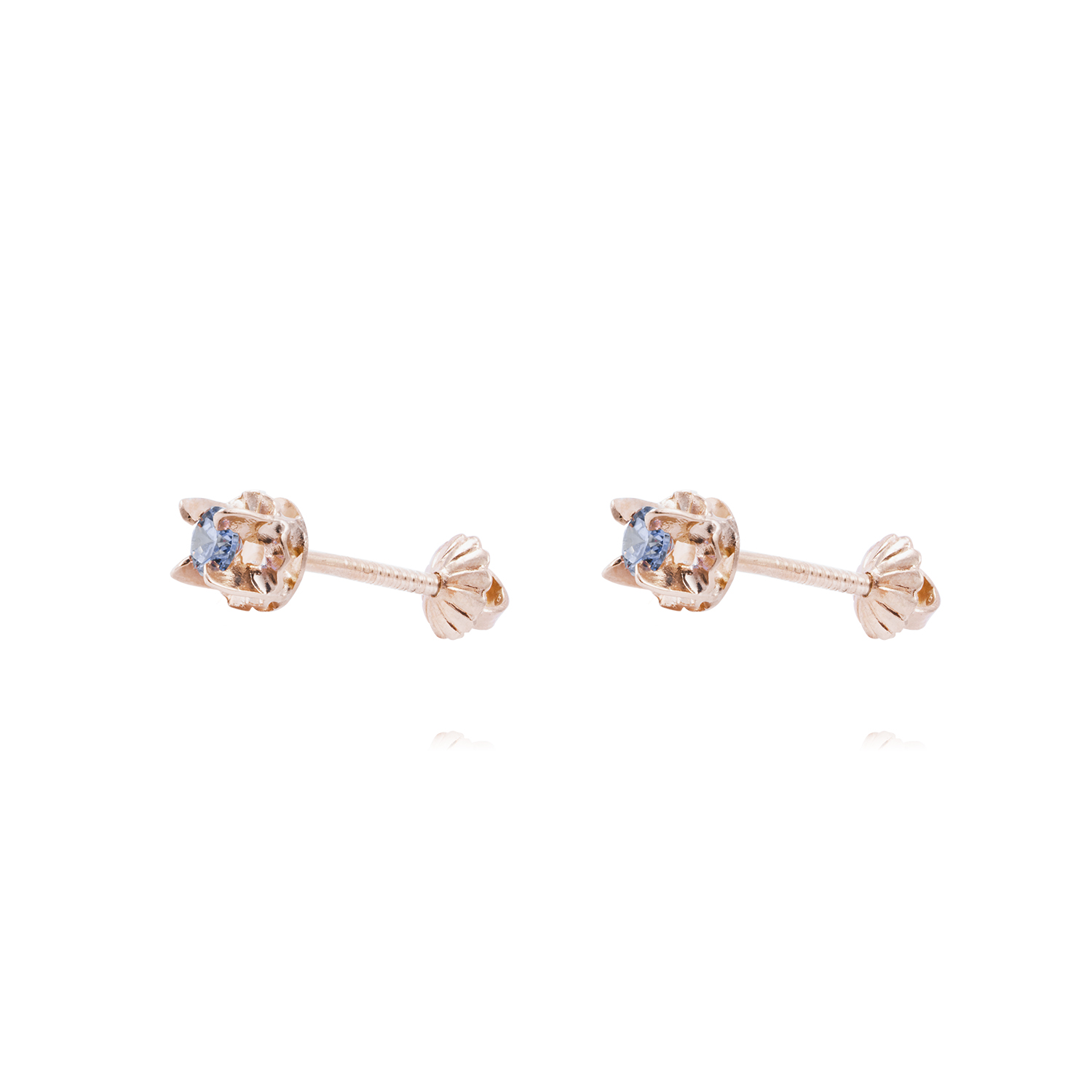 Aros Oro Miel 18kt Chaton Agua Marina 3mm 1
