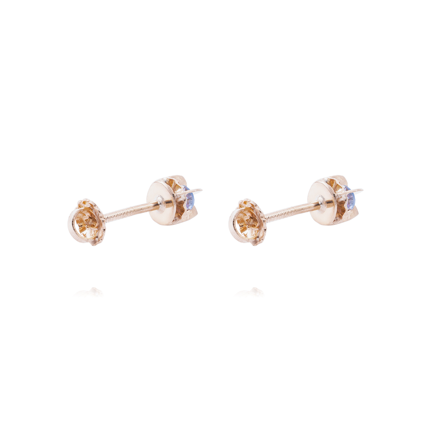 Aros Oro Miel 18kt Chaton Agua Marina 3mm 3