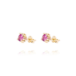 Aros de Oro 18kt Rubí 4MM