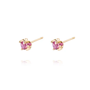 Aros de Oro 18kt Rubí 4MM