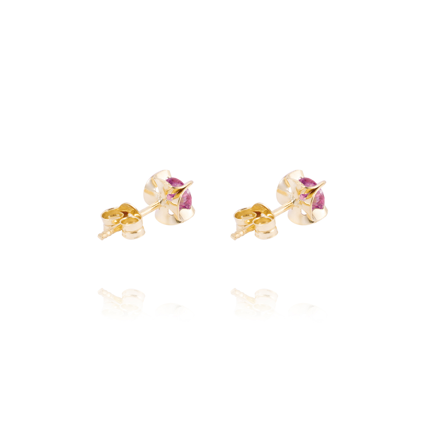 Aros de Oro 18kt Rubí 4MM 3