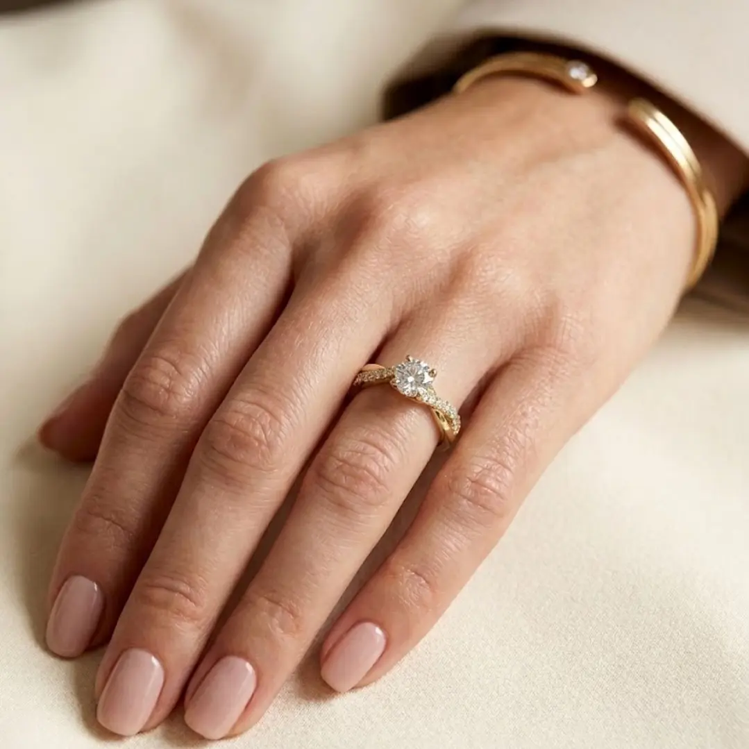 Anillo Oro Miel 18kt Corona Celestial 4