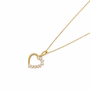 Colgante Oro Amarillo 18kt Corazón 1/2 Circonita