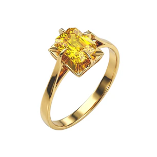 Anillo Oro 18kt Solitario Rectangular Circonita