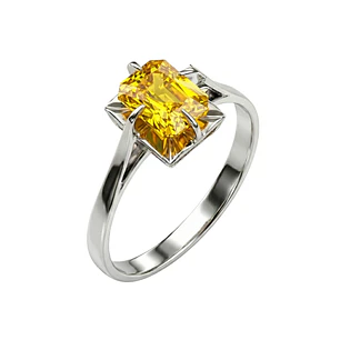 Anillo Oro 18kt Solitario Rectangular Circonita