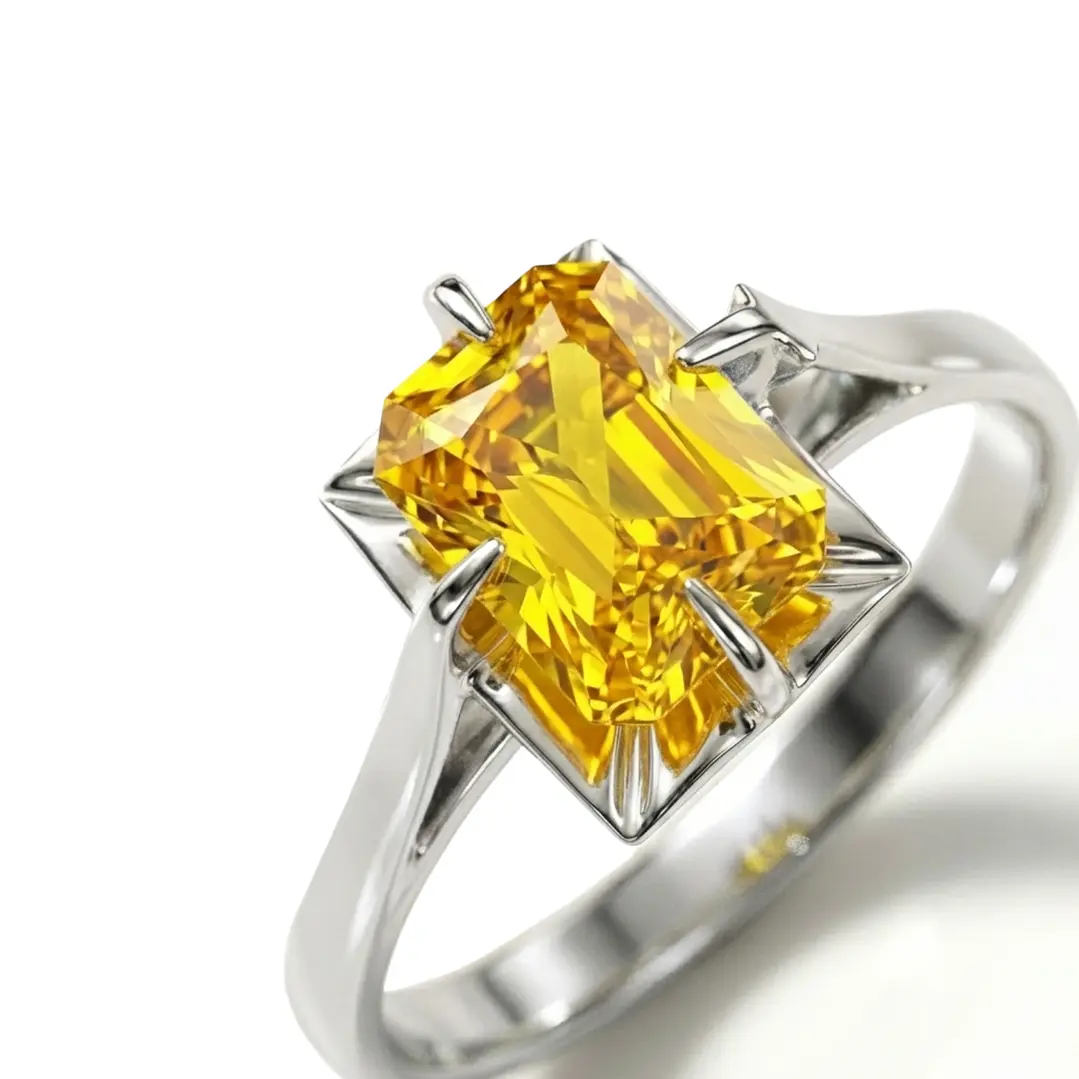 Anillo Oro 18kt Solitario Rectangular Circonita 5