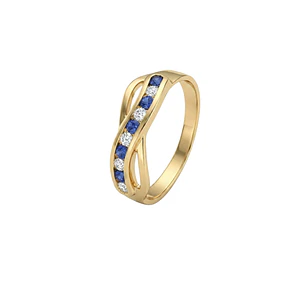 Anillo Oro Miel 18kt Infinito con Zafiros y Circonitas
