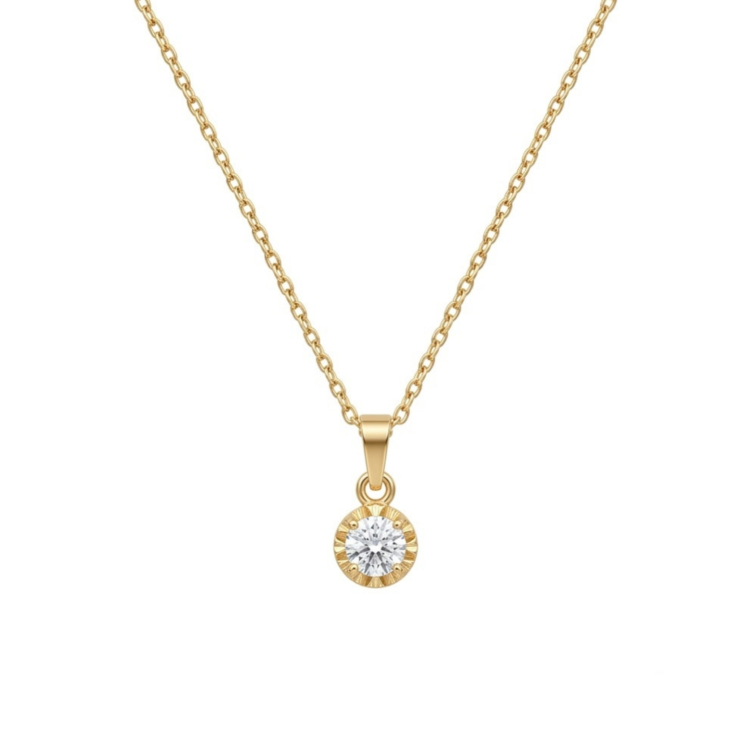 Colgante Oro Miel 18kt Sol con Garras de Circon 4mm 3