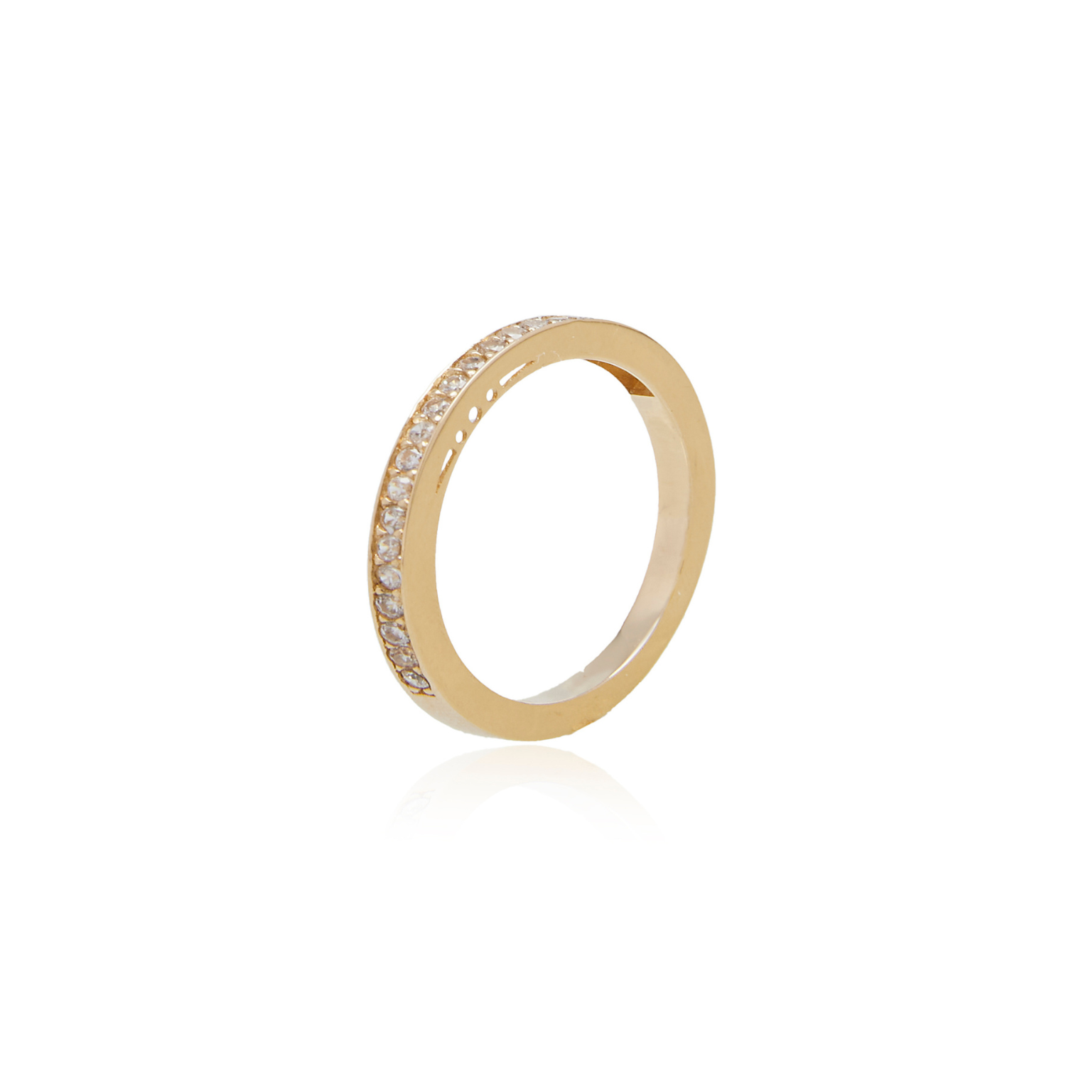 Anillo Compromiso de Oro 18Kt Cintillo Riel Circón 1