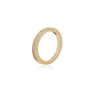 Anillo Compromiso de Oro 18Kt Cintillo Riel Circón