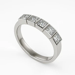 Anillo Oro Blanco 18kt Circonita Corte Princesa