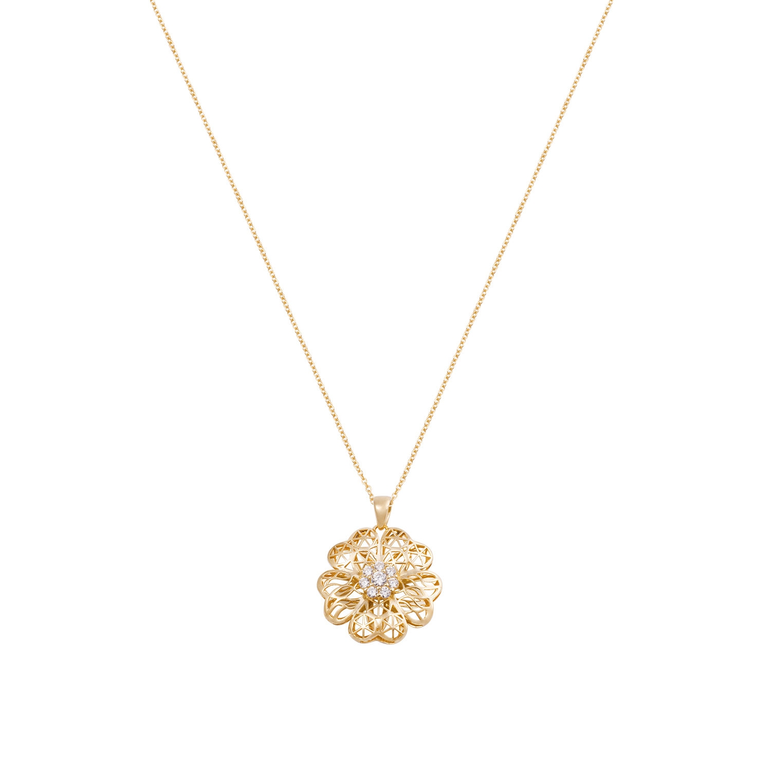 Colgante de Oro 18kt Flor Circón Calada 3