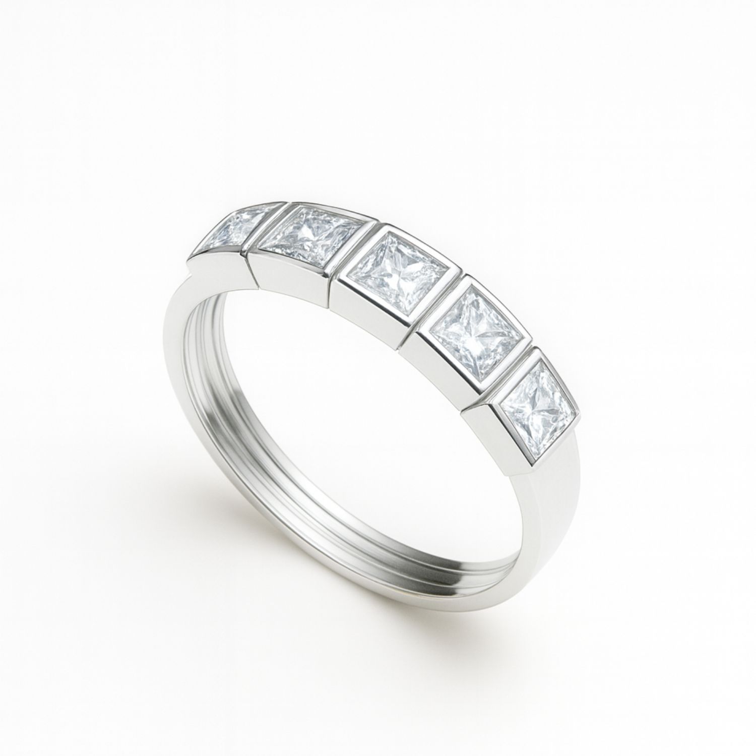 Anillo Oro Blanco 18kt Circonita Corte Princesa 2
