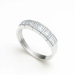 Anillo Oro Blanco 18kt Circonita Corte Princesa