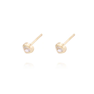 Aros de Oro 18kt Corazón Circón