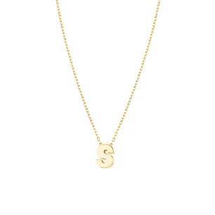 Collar de Oro 18kt Letra S