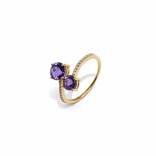 Anillo Oro Amarillo 18kt Diamantes 15 Pts Amatista 98 Pts