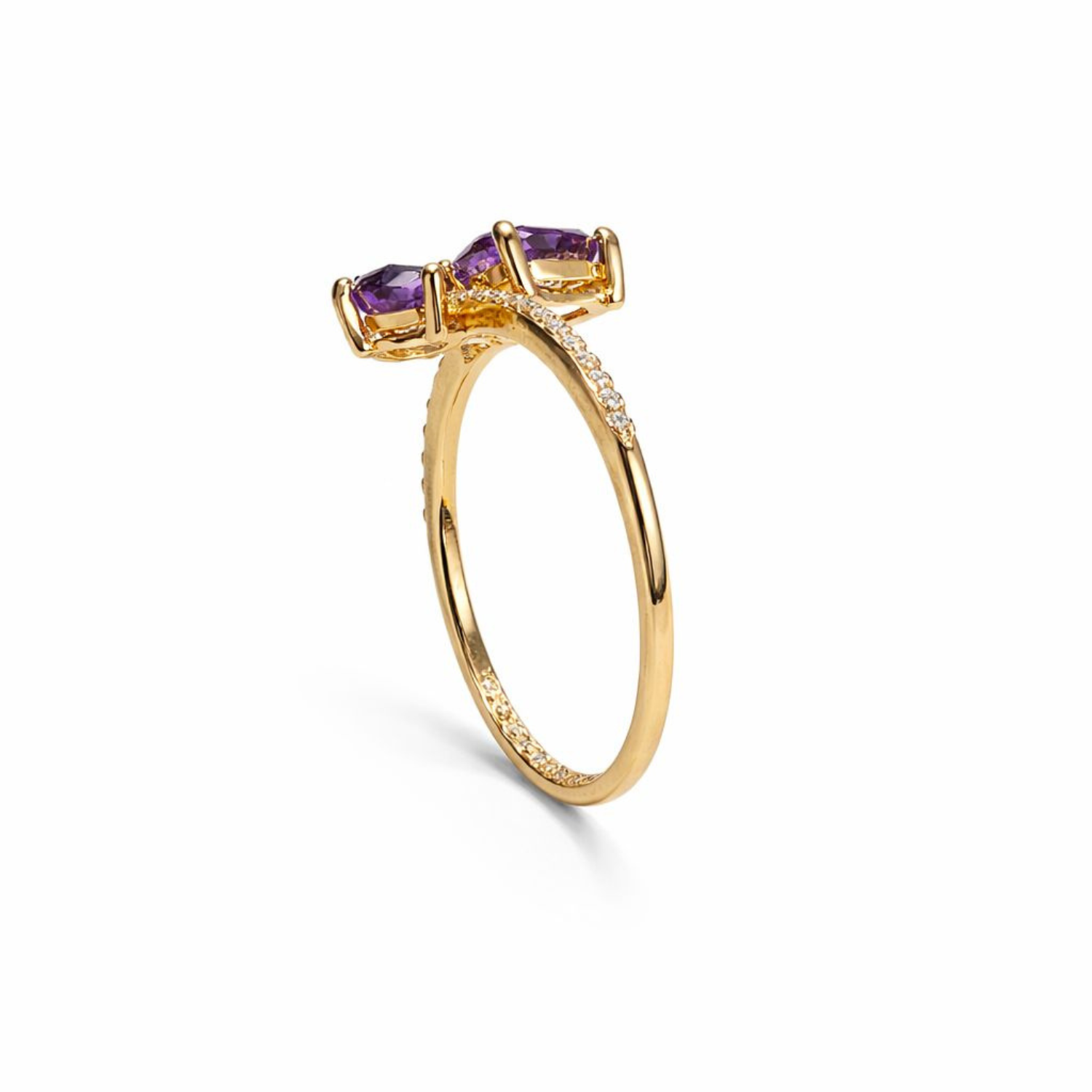 Anillo Oro Amarillo 18kt Diamantes 15 Pts Amatista 98 Pts 2