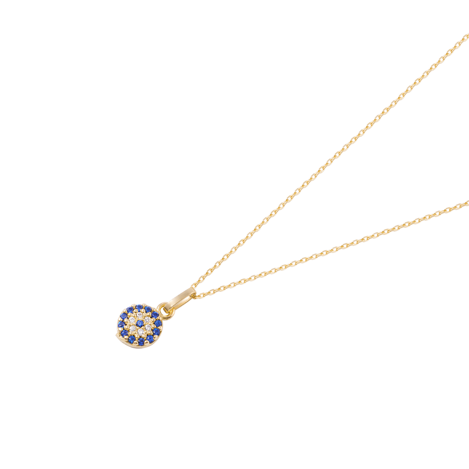 Collar de Oro 18kt Sello Circonita y Zafiros 1