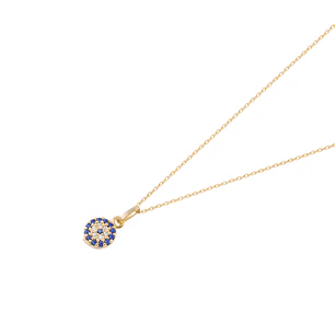Collar de Oro 18kt Sello Circonita y Zafiros