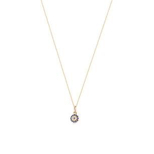 Collar de Oro 18kt Sello Circonita y Zafiros